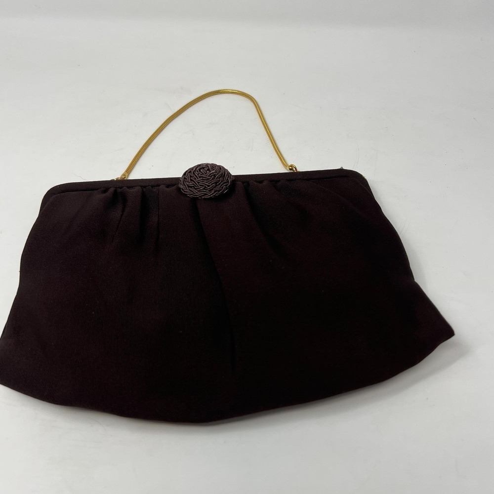Vintage Millay Brown‎ Handbag Purse With Gold Metallic Rope Chain Handle - Picture 6 of 15